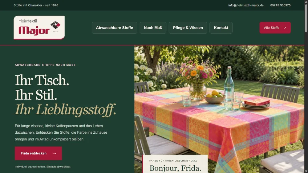 Website-Vorschau von Heimtextil Major