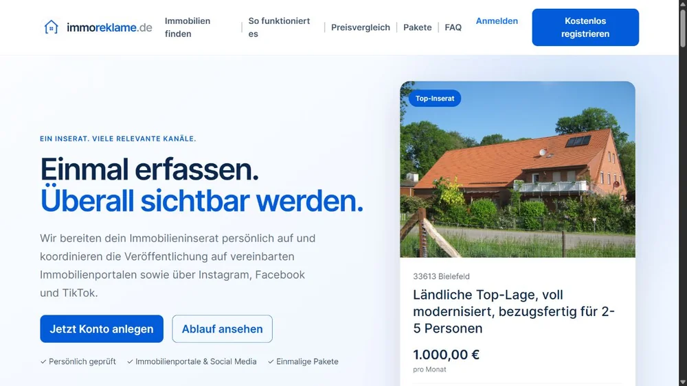 Website-Vorschau von Immo Reklame