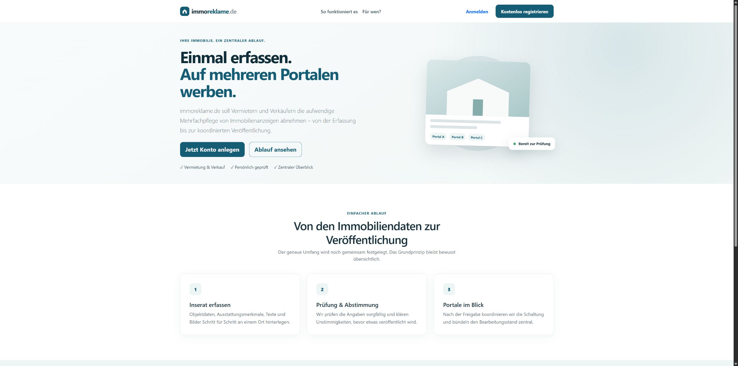 Website-Vorschau von Immo Reklame