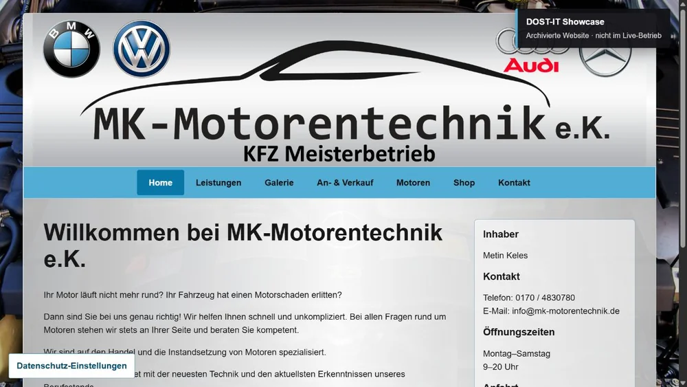 Website-Vorschau von MK-Motorentechnik